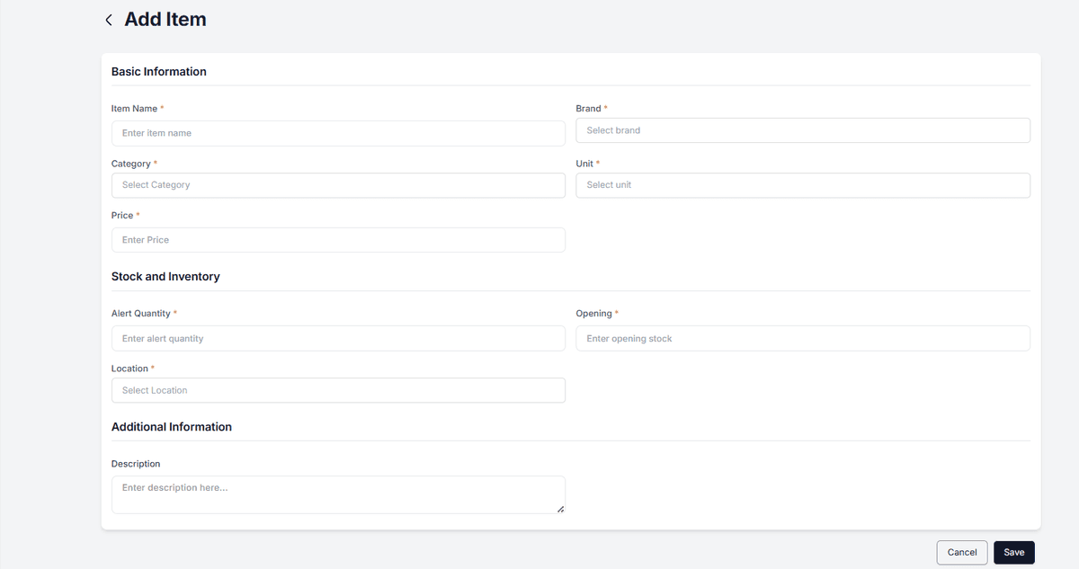 Add New Inventory Item