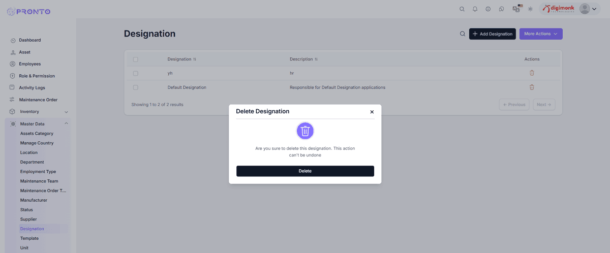 Edit or Delete Designation